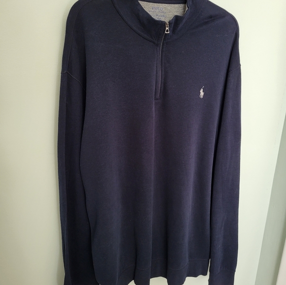 Polo Ralph Lauren Men's Luxury Smooth Jersey Pullover 1/4 Zip Navy Blue New 2XL - Picture 3 of 9